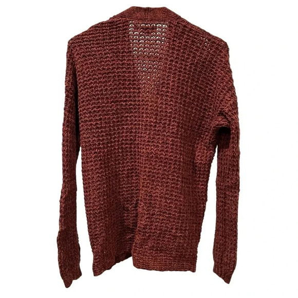 American Eagle Rust Red Open Knit Cardigan Long Sleeve Womens Size Small - Picture 2 of 8